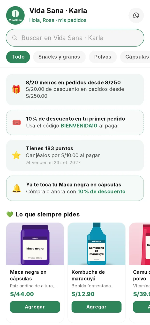 Tienda del distribuidor vista por el cliente